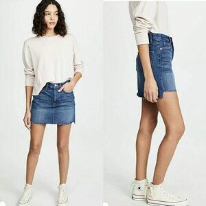 FRAME DENIM CASABLANCA Raw Edge Stagger Denim Mini Skirt 27